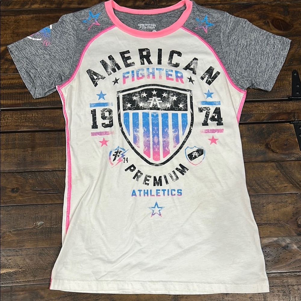 American Fighter Kids' White and Gray Graphic T-Shirt